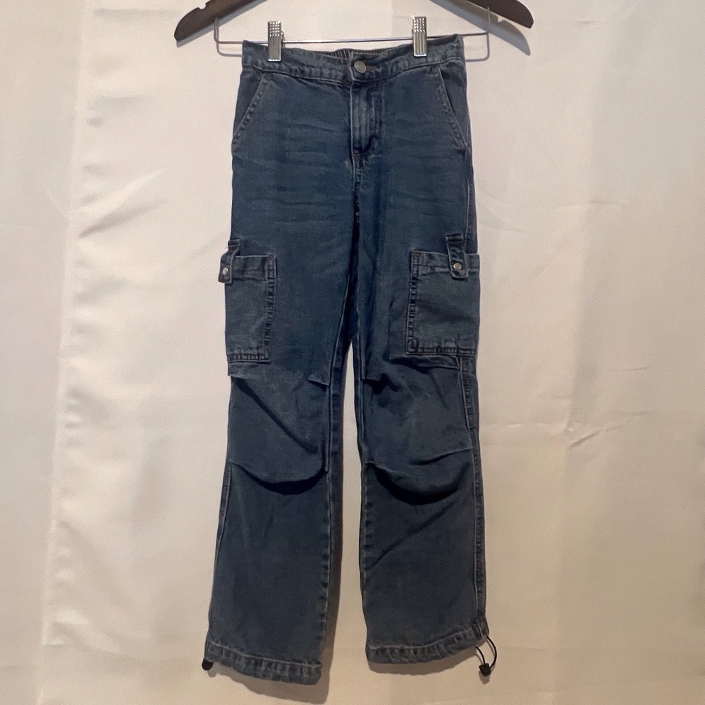 RSQ Wide Leg Cargo‎ Denim Jeans, Girl's Size 7
